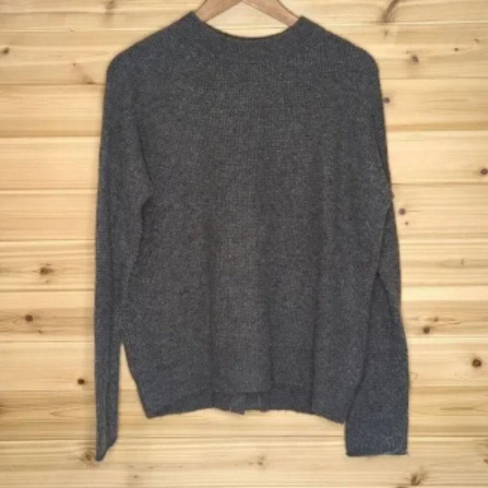 J. Crew Point Sur Waffled Button Back Mock Neck Sweater Gray Size XS Merino Wool